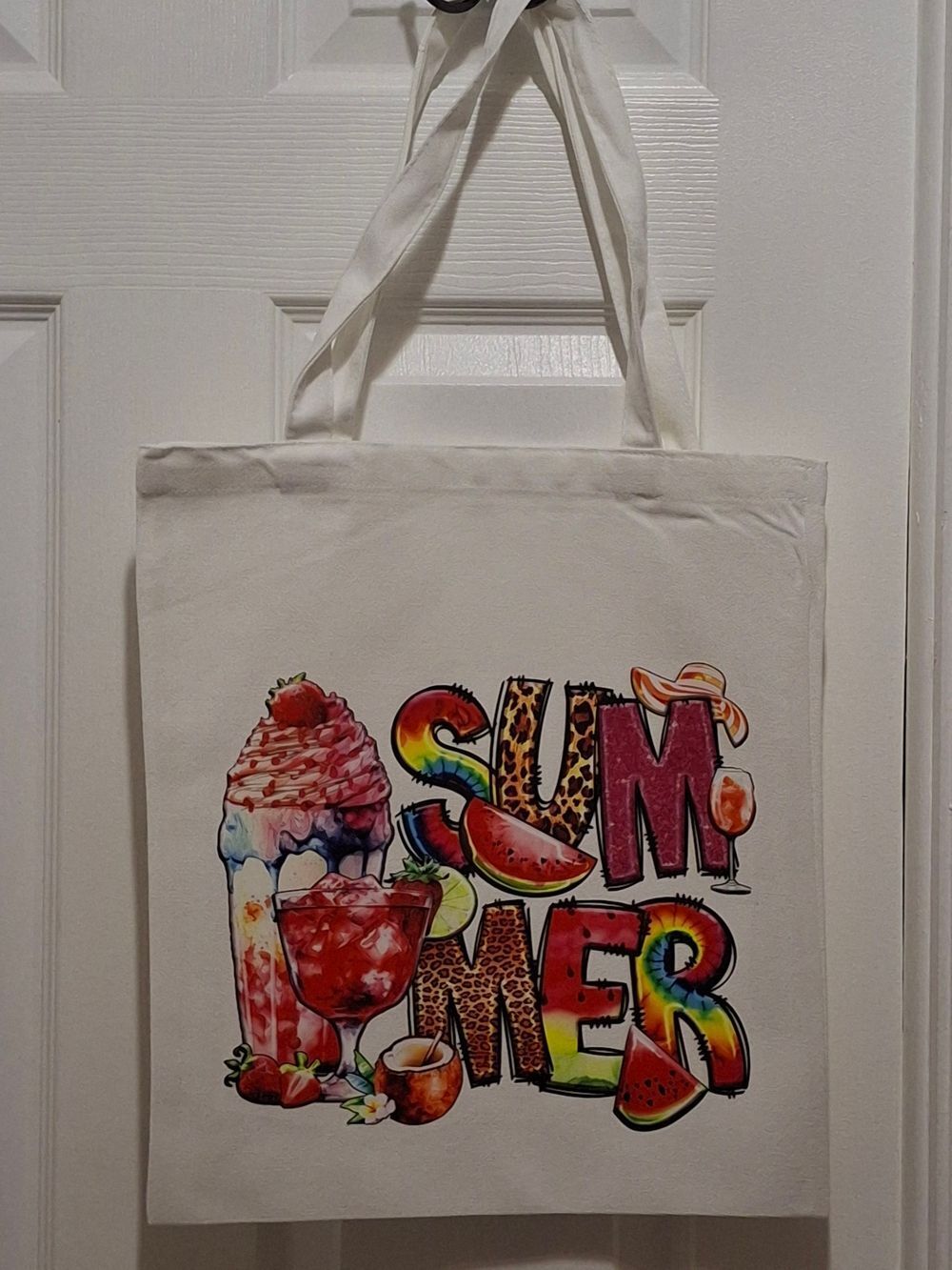 Summer Graphic Canvas Tote